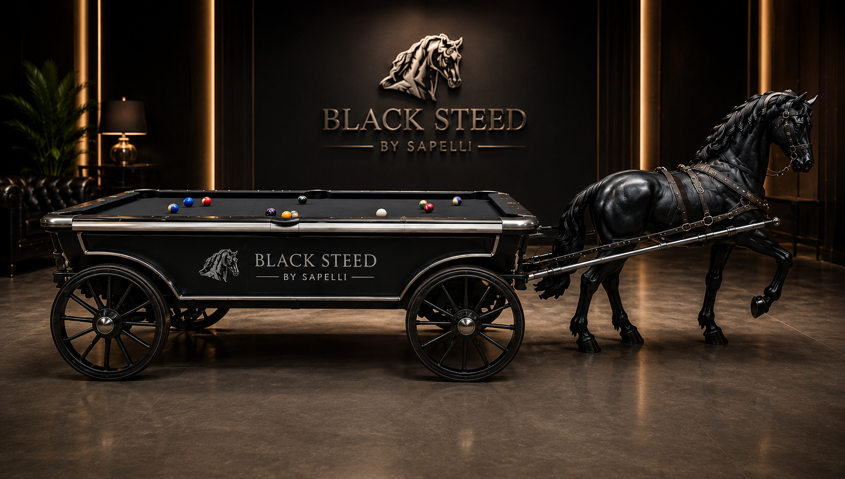 Sapelli Black Steed® Polyester Horse Edition - profesyonel bilardo masası - Türkiye Bilardo Sanayi üretimi Sapelli modeli - ürün katalog fotoğrafı