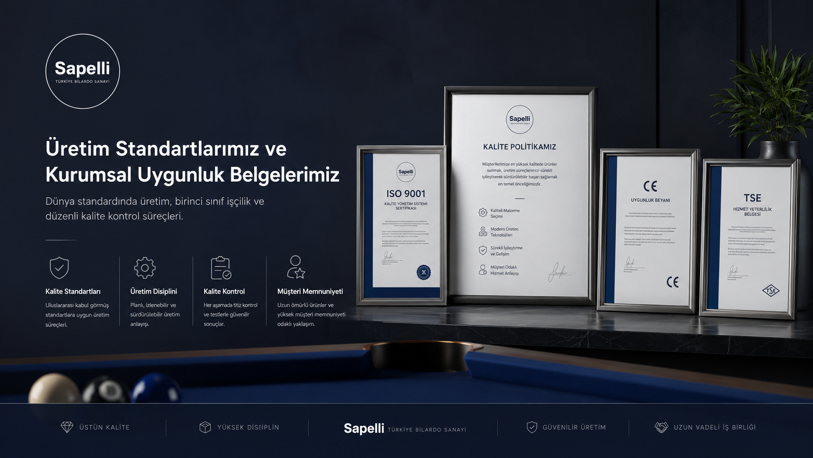 Üretim standartlarımız ve kurumsal uygunluk belgelerimiz