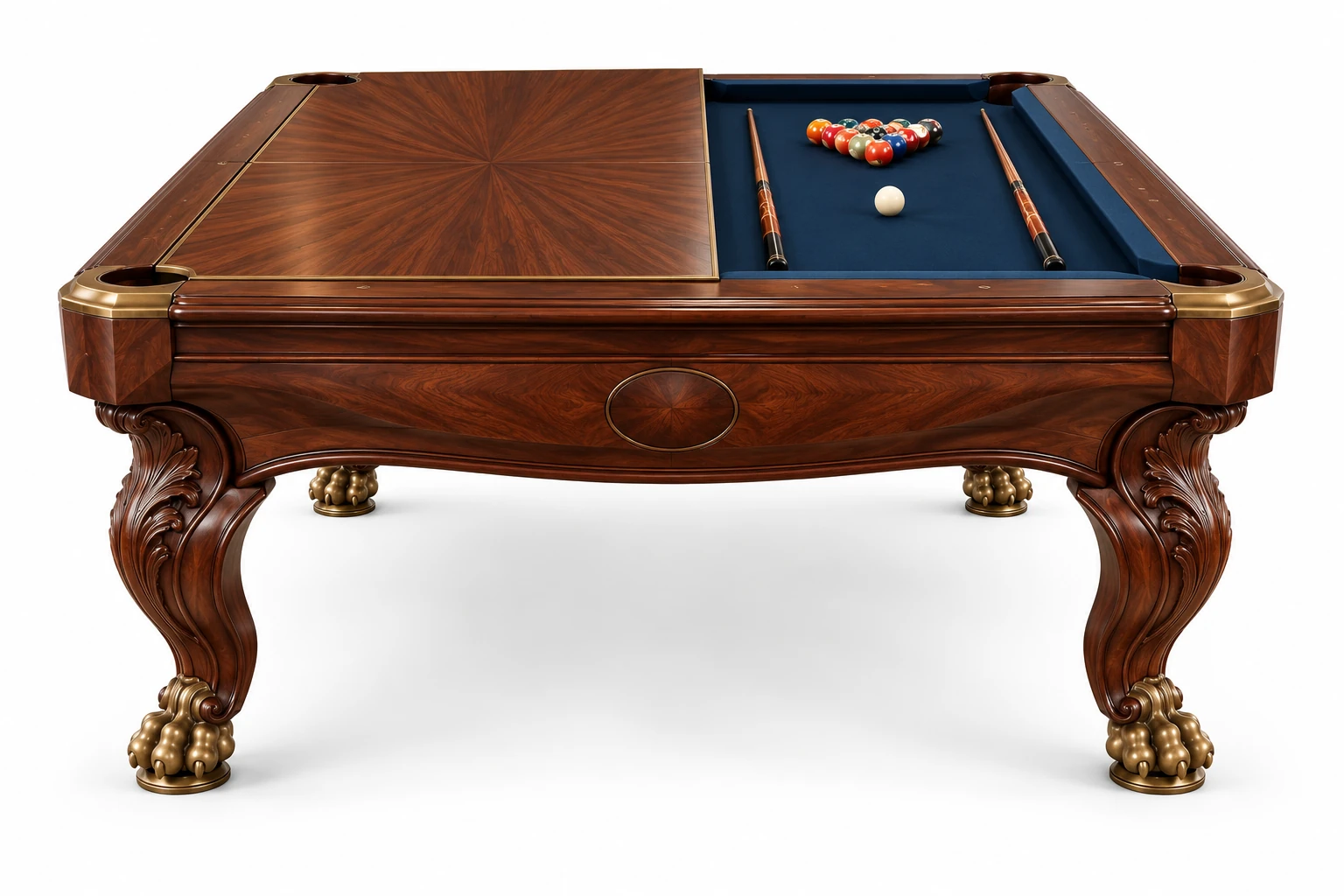 Sapelli History V5 yemek masasına dönüşebilen klasik profesyonel bilardo masası beyaz fonlu ürün görseli