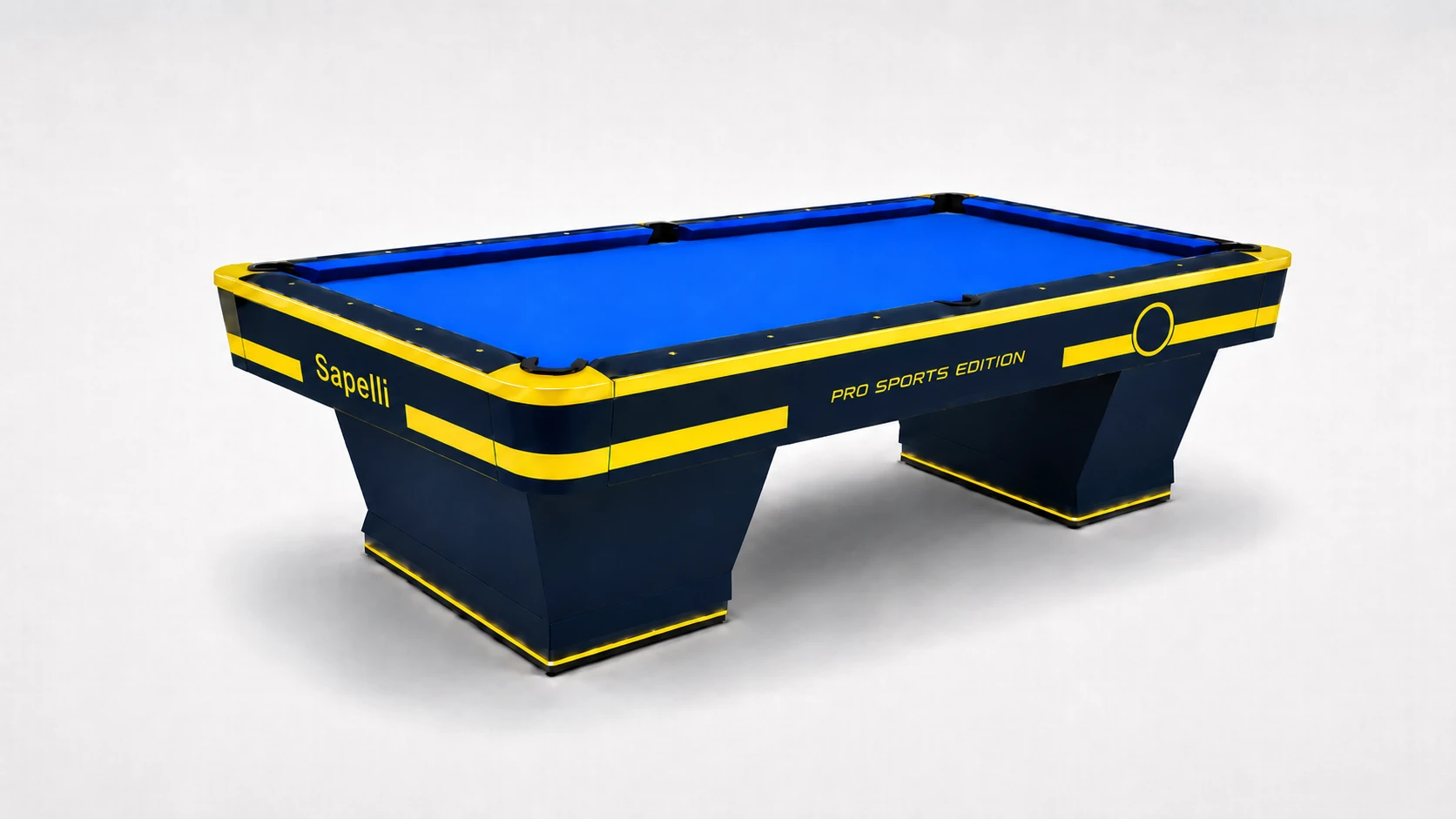 Sapelli Pro Sports Edition - Sarı Lacivert - profesyonel bilardo masası - Türkiye Bilardo Sanayi üretimi Sapelli modeli - ürün katalog fotoğrafı
