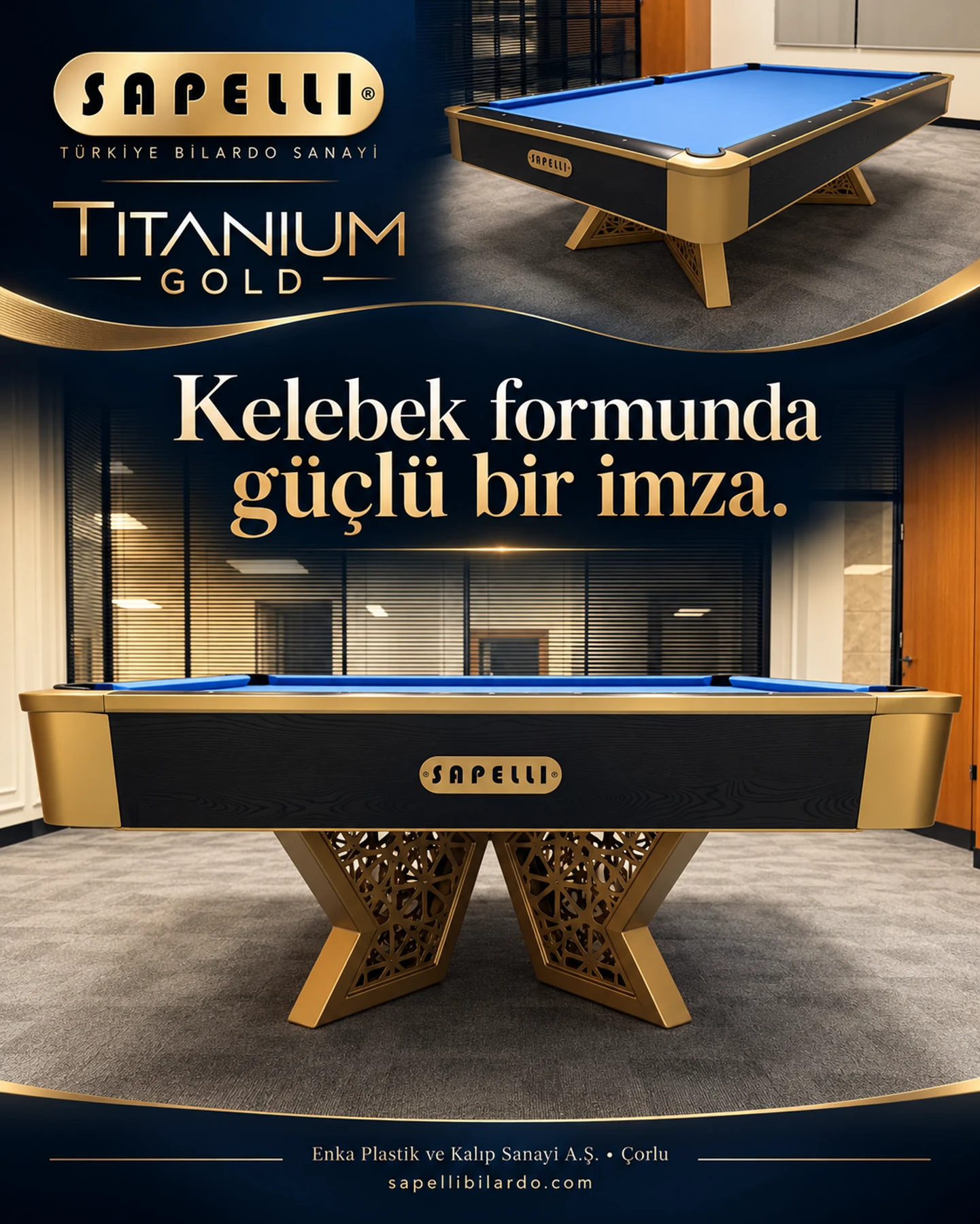 Sapelli Titanium Gold mavi çuhalı gerçek üretim uygulaması